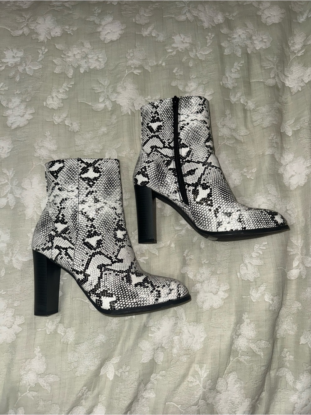 Snakeskin Heeled Booties